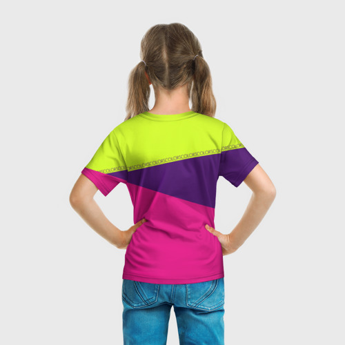 Детская футболка 3D Треугольники с розовым, цвет 3D печать - фото 6