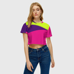 Женская футболка Crop-top 3D Треугольники с розовым - фото 2