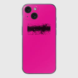 Чехол для iPhone 15 силиконовый с защитой камеры Гранж розовый