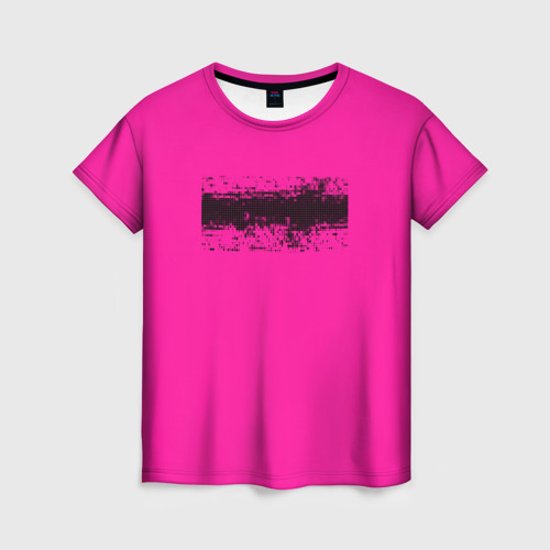 Женская футболка с принтом Гранж розовый, вид спереди №1