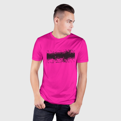 Мужская футболка 3D Slim Гранж розовый, цвет 3D печать - фото 3