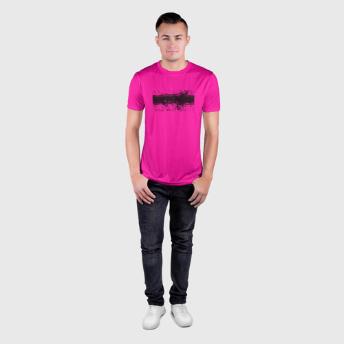 Мужская футболка 3D Slim Гранж розовый, цвет 3D печать - фото 4