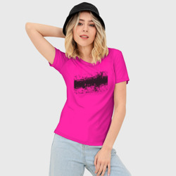 Женская футболка 3D Slim Гранж розовый - фото 2