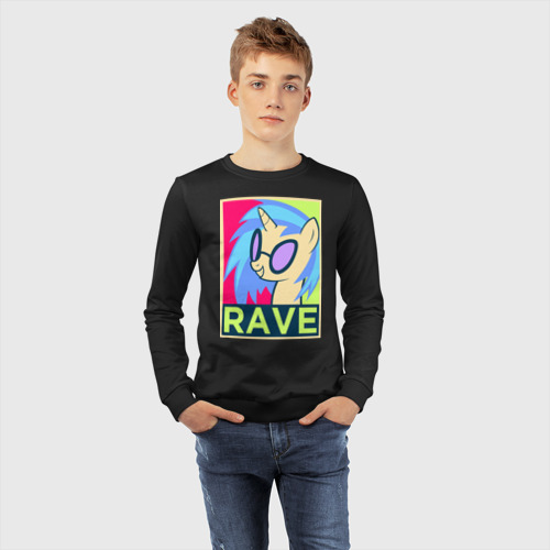 Детский свитшот хлопок DJ Pon-3 rave, цвет черный - фото 7