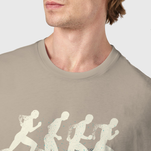 Мужская футболка хлопок Вставай и Беги, цвет миндальный - фото 6