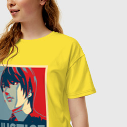 Женская футболка хлопок Oversize Правосудие Ягами Лайта - фото 2
