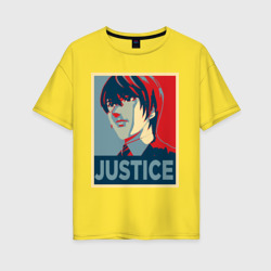 Женская футболка хлопок Oversize Правосудие Ягами Лайта