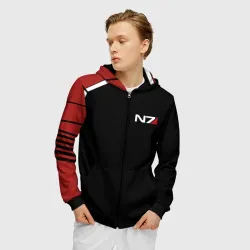 Мужская толстовка 3D на молнии Mass Effect N7 - фото 2
