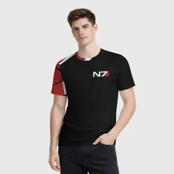 Мужская футболка 3D Mass Effect N7 - фото 2
