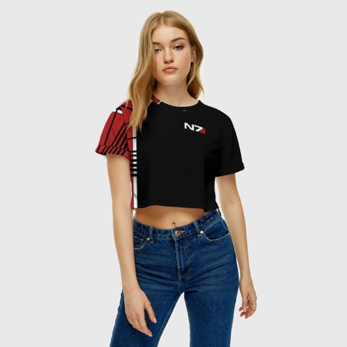 Женская футболка Crop-top 3D Mass Effect N7
