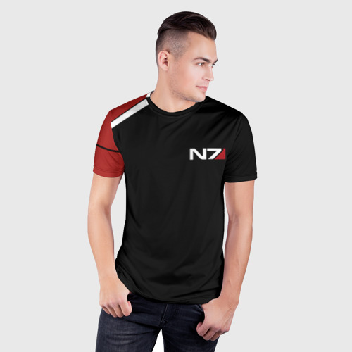 Мужская футболка 3D Slim Mass Effect N7, цвет 3D печать - фото 3