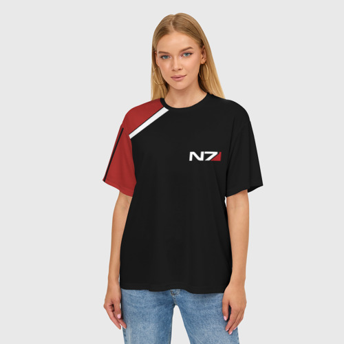 Женская футболка oversize 3D Mass Effect N7, цвет 3D печать - фото 3