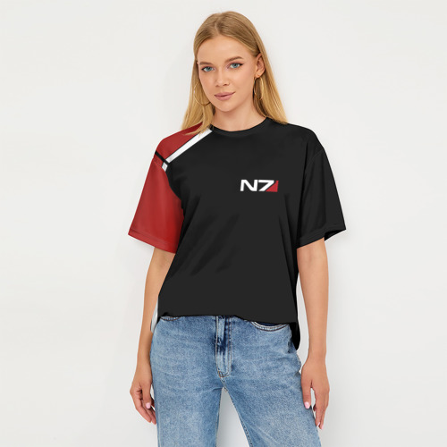 Женская футболка oversize 3D Mass Effect N7, цвет 3D печать - фото 5