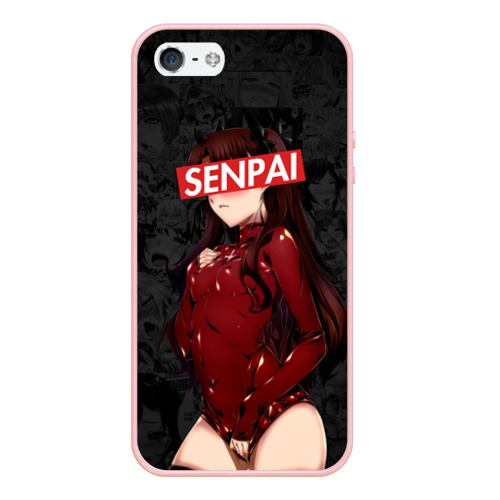 Чехол для iPhone 5/5S матовый Anime Senpai 1, цвет светло-розовый