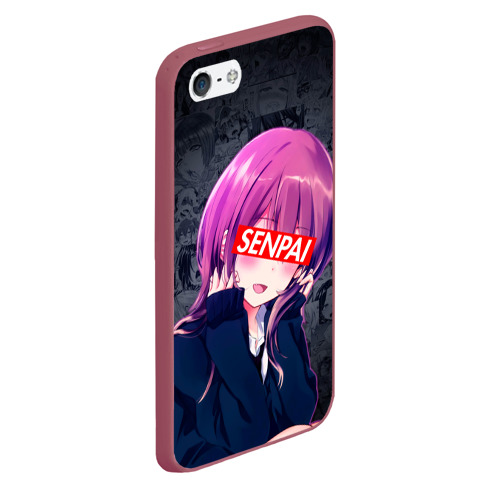 Чехол для iPhone 5/5S матовый Anime Senpai 2, цвет малиновый - фото 3