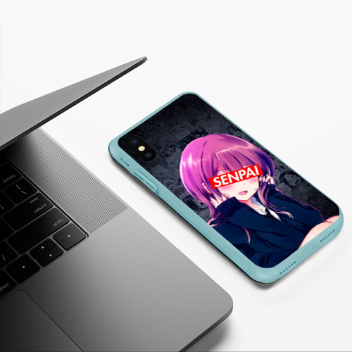 Чехол для iPhone XS Max матовый Anime Senpai 2, цвет мятный - фото 5