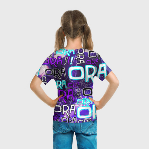 Детская футболка 3D с принтом Ora Ora Ora!!!, вид сзади #2