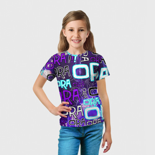 Детская футболка 3D с принтом Ora Ora Ora!!!, вид сбоку #3