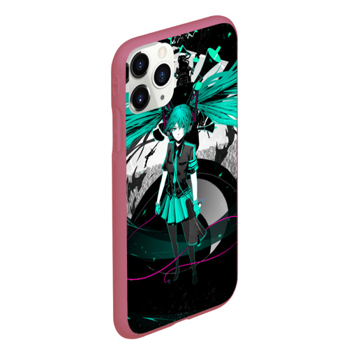 Чехол для iPhone 11 Pro Max матовый Miku Hatsune Vocaloid, цвет малиновый - фото 3