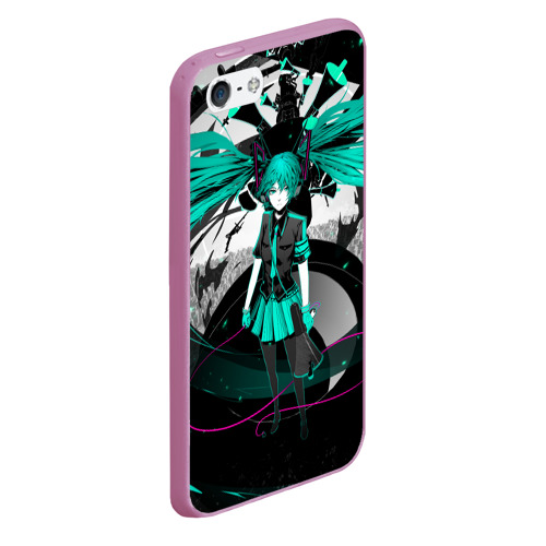 Чехол для iPhone 5/5S матовый Miku Hatsune Vocaloid, цвет розовый - фото 3