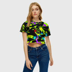 Женская футболка Crop-top 3D Кислотное Граффити - фото 2