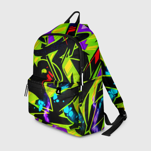 Рюкзак 3D с принтом Кислотное Граффити, вид спереди #2