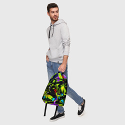 Рюкзак с принтом Кислотное Граффити для любого человека, вид спереди №5. Цвет основы: белый