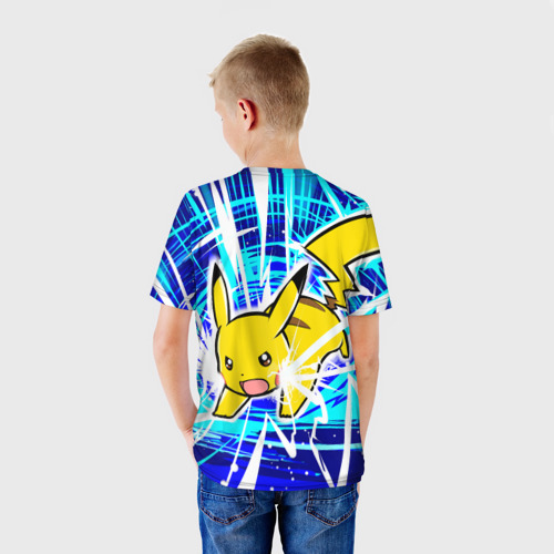 Детская футболка 3D Пикачу бежит с молниями, цвет 3D печать - фото 4