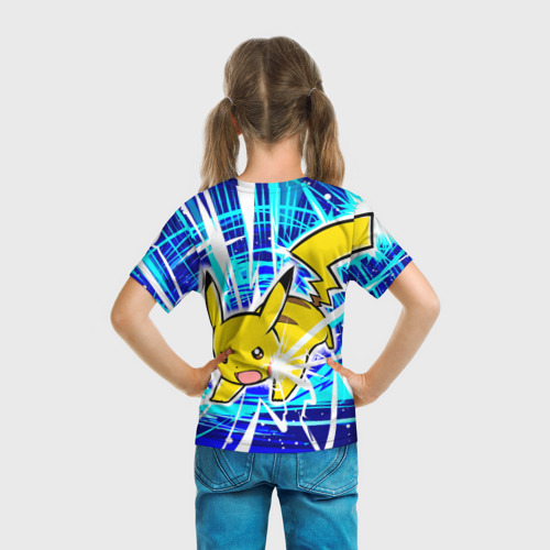 Детская футболка 3D Пикачу бежит с молниями, цвет 3D печать - фото 6