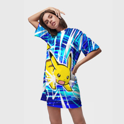 Платье-футболка 3D Пикачу бежит с молниями - фото 2