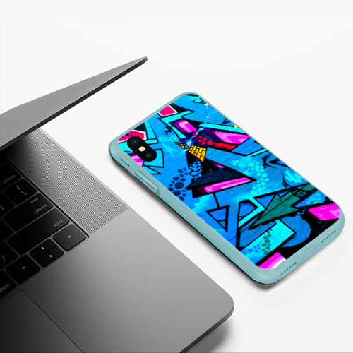 Чехол для iPhone XS Max матовый Graffity, цвет мятный - фото 5