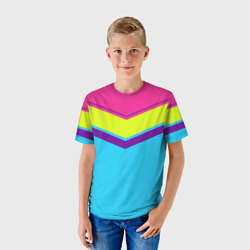 Детская футболка 3D Цветные треугольники голубой - фото 2