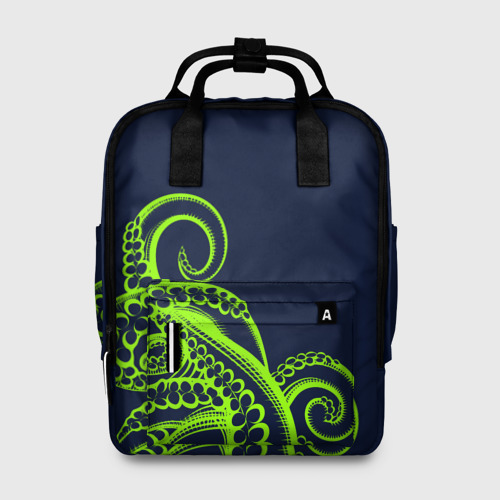 Женский рюкзак с принтом Кислотный осьминожка, вид спереди №1