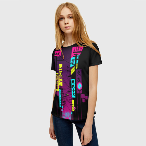 Женская футболка 3D Неоновый город, цвет 3D печать - фото 3