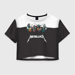 Женская футболка Crop-top 3D Metallica black and white