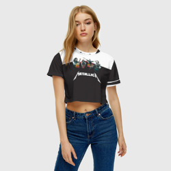 Женская футболка Crop-top 3D Metallica black and white - фото 2