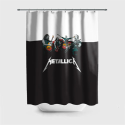 Штора 3D для ванной Metallica black and white