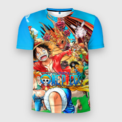 Мужская футболка 3D Slim Куча мала One Piece