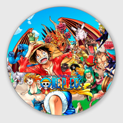 Круглый коврик для мышки Куча мала One Piece