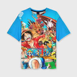 Женская футболка oversize 3D Куча мала One Piece