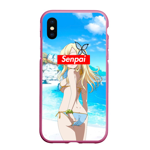 Чехол для iPhone XS Max матовый Anime Senpai 3, цвет малиновый