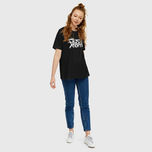 Женская футболка хлопок Oversize Trash gang, цвет черный - фото 5
