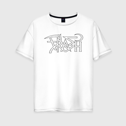 Женская футболка оверсайз из хлопка с принтом Trash gang, вид спереди №1