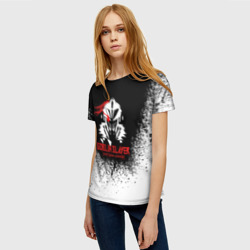 Женская футболка 3D Маска Убийцы Гоблинов черно-белая - фото 2