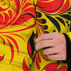 Куртка с принтом Русский узор для мужчины, вид на модели спереди №3. Цвет основы: черный