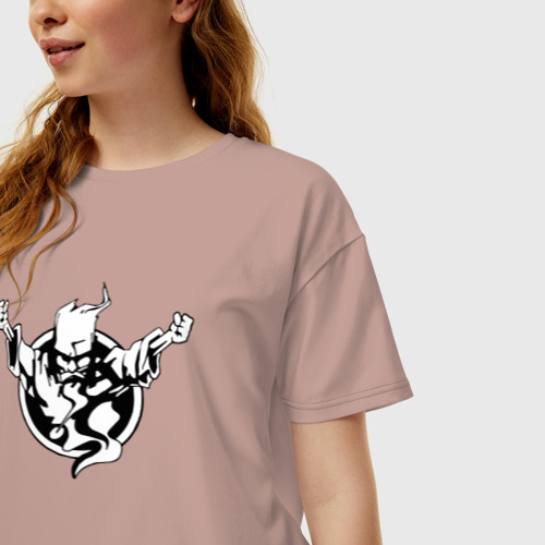 Женская футболка хлопок Oversize Thunderdome logo, цвет пыльно-розовый - фото 3