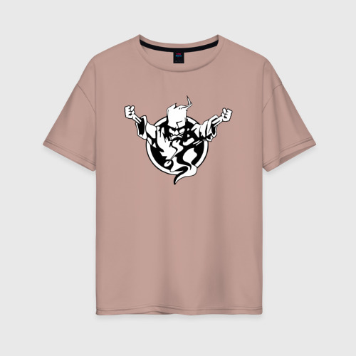 Женская футболка хлопок Oversize Thunderdome logo, цвет пыльно-розовый