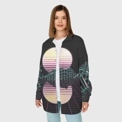Женская рубашка oversize 3D Retro Wave - фото 2