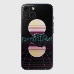 Чехол для iPhone 15 силиконовый с защитой камеры Retro Wave