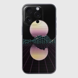 Чехол для iPhone 15 Pro Max силиконовый с защитой камеры Retro Wave